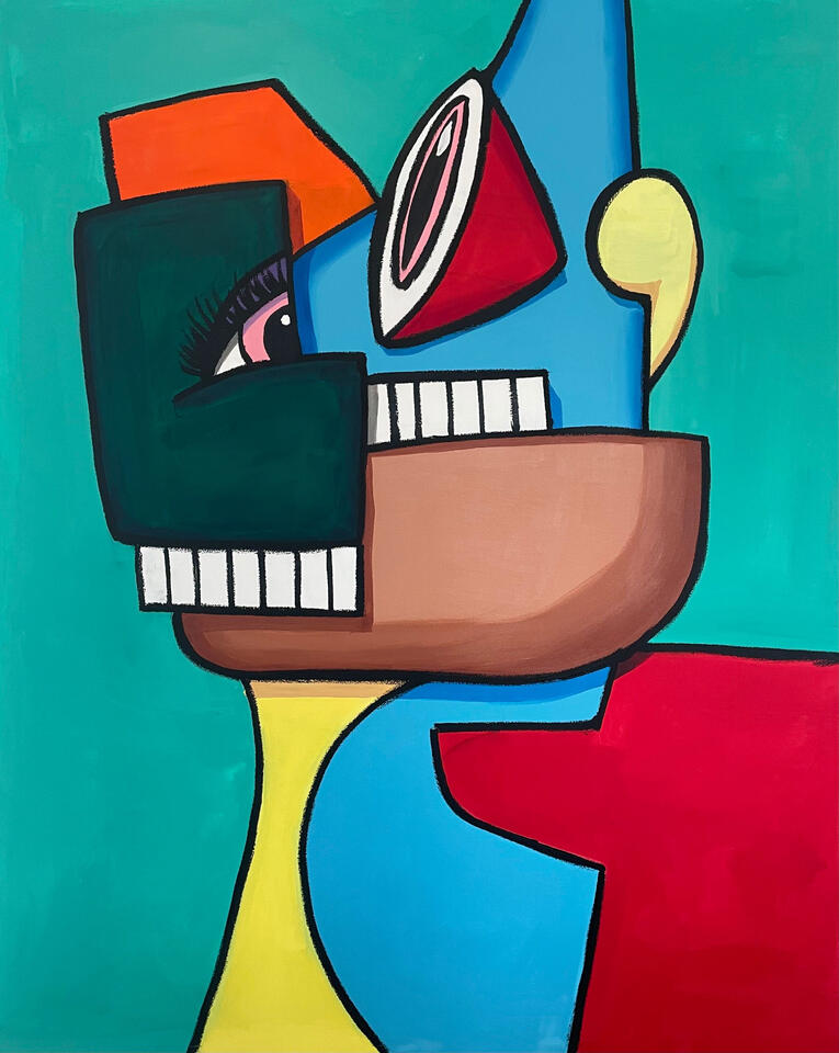 Cap'n Crunch, Oil, oil stick and acrylic on canvas, 48 x 60 in. (sold)