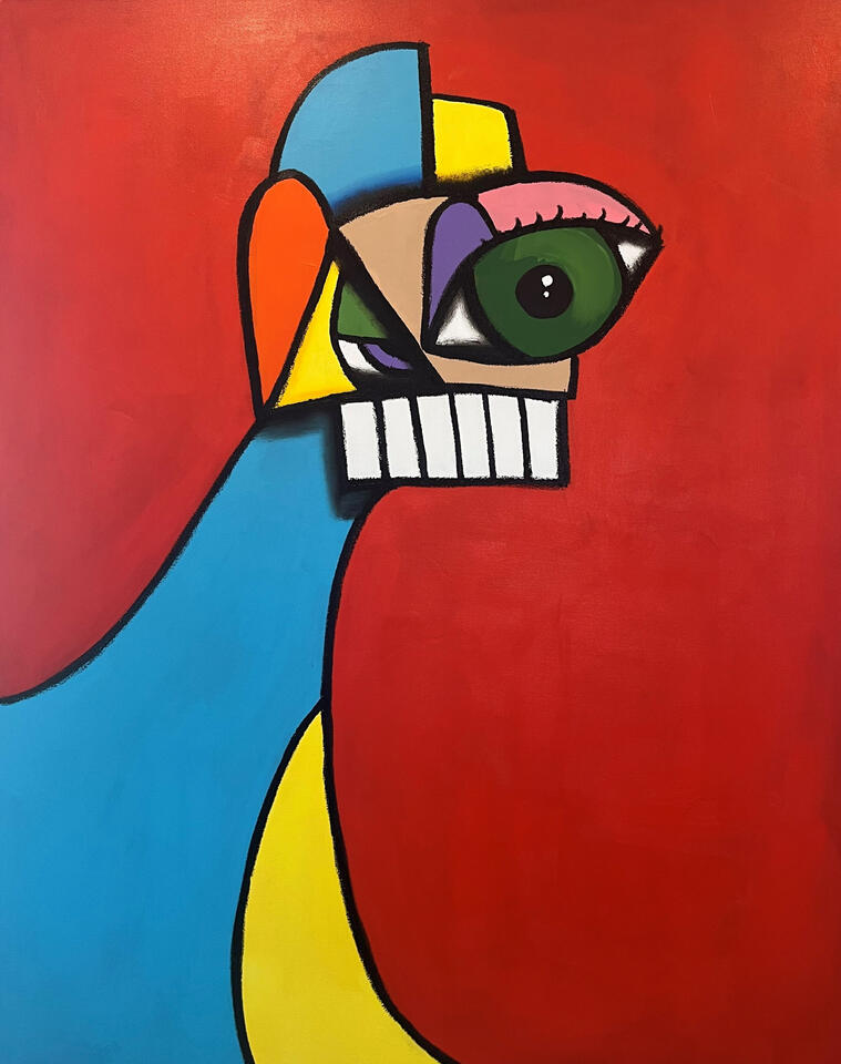 Trix Rabbit, Oil, oil stick and acrylic on canvas, 48 x 60 in.